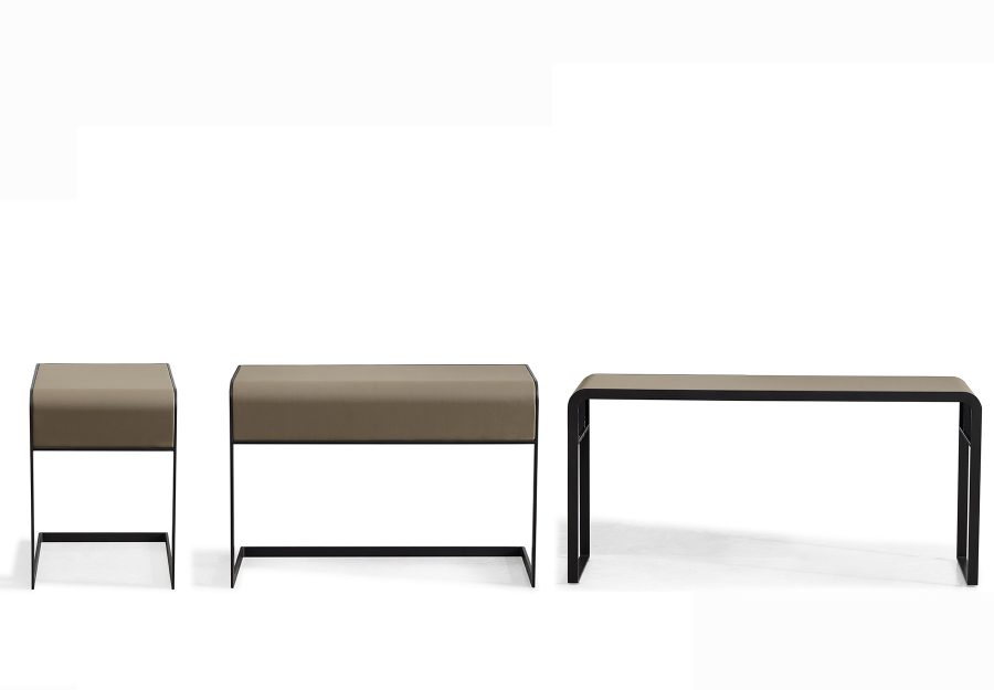 Khai Leather Side Table Set
